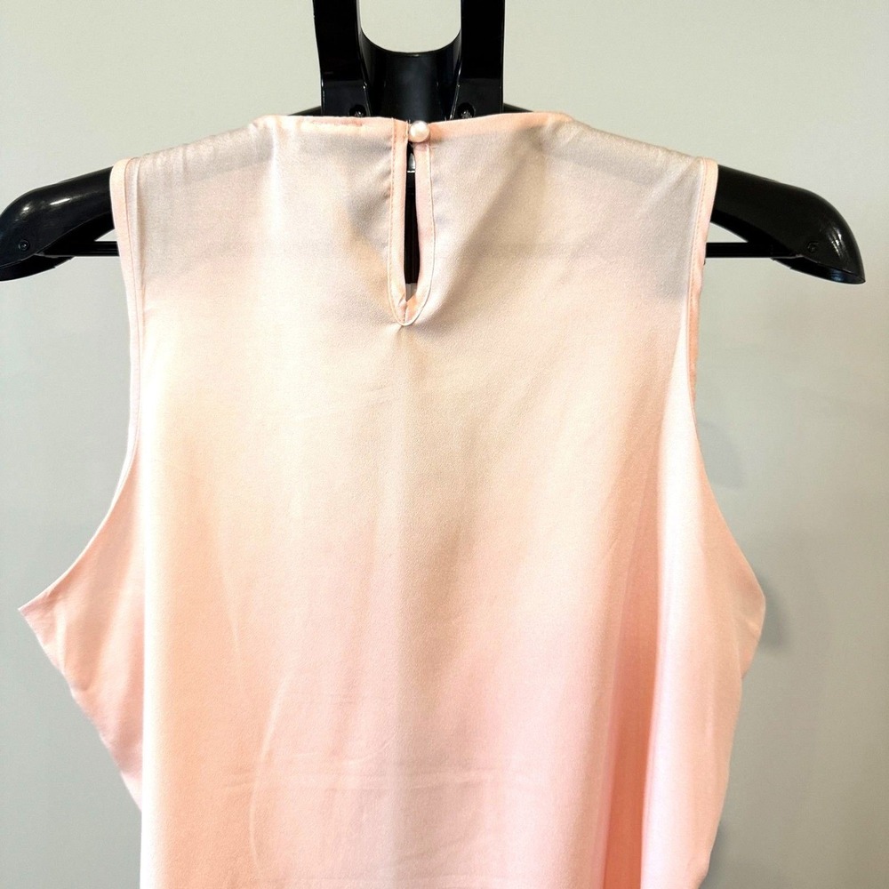 Sioni Blush Pink Coral Ruffle Layer Sleeveless Knit Top V-Neck Womens Large - Picture 5 of 7